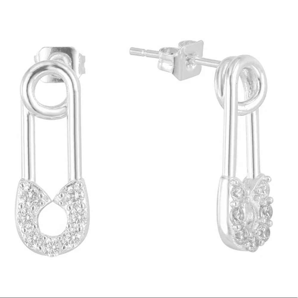 New Silver Paperclip Earrings - Picture 1 of 2
